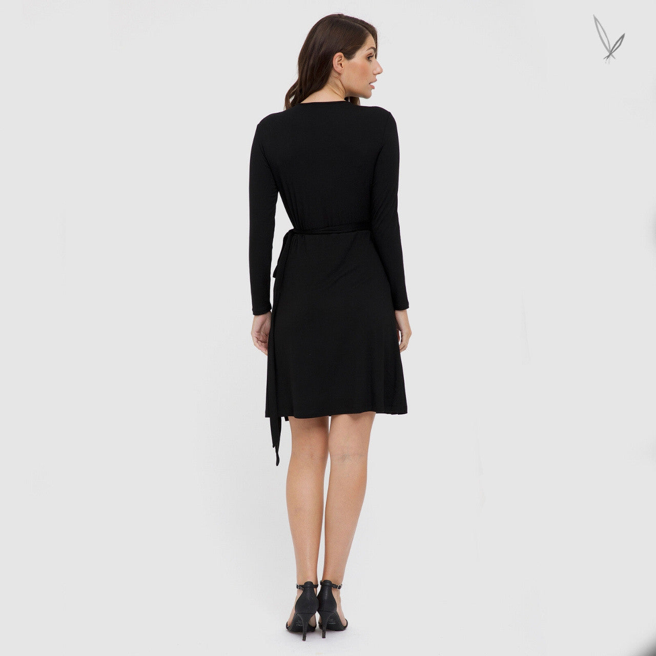 Long Sleeve Wrap Dress - Black