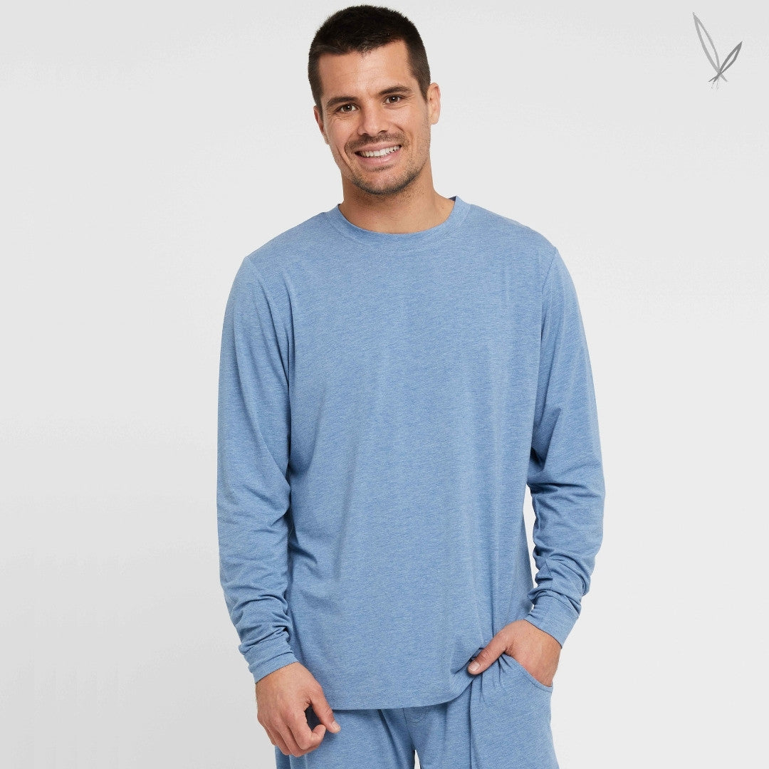 Men's Long Sleeve Crew Neck - Lake Blue