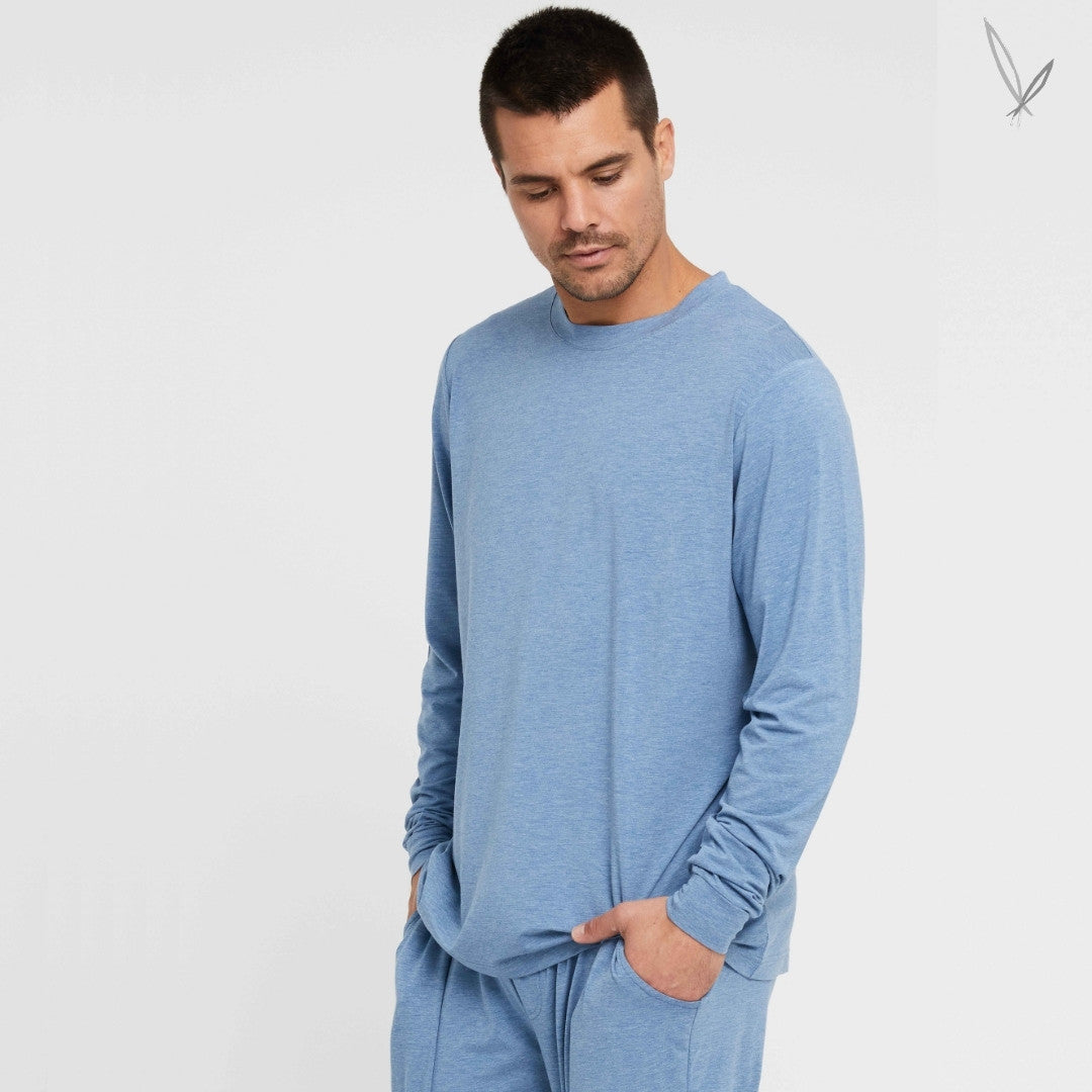 Men's Long Sleeve Crew Neck - Lake Blue