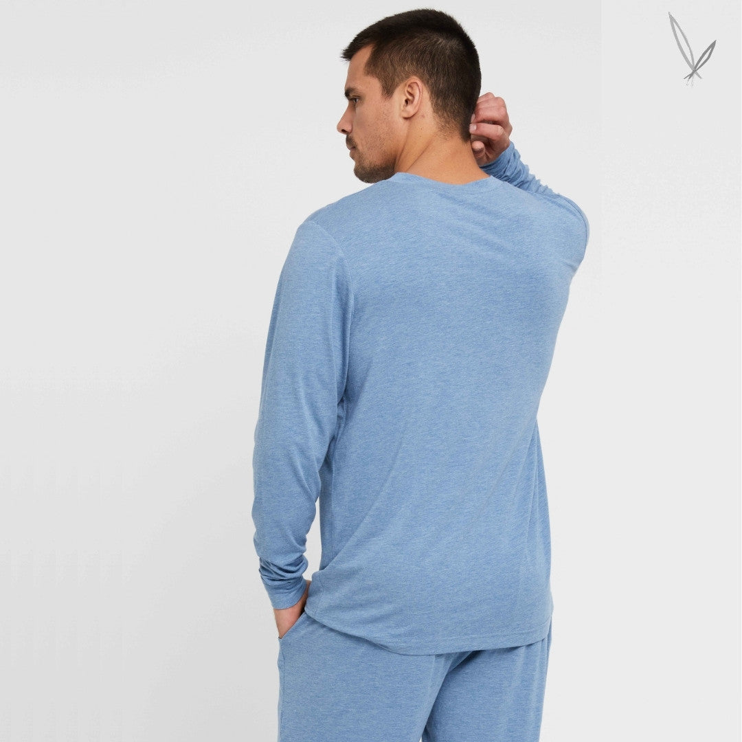 Men's Long Sleeve Crew Neck - Lake Blue