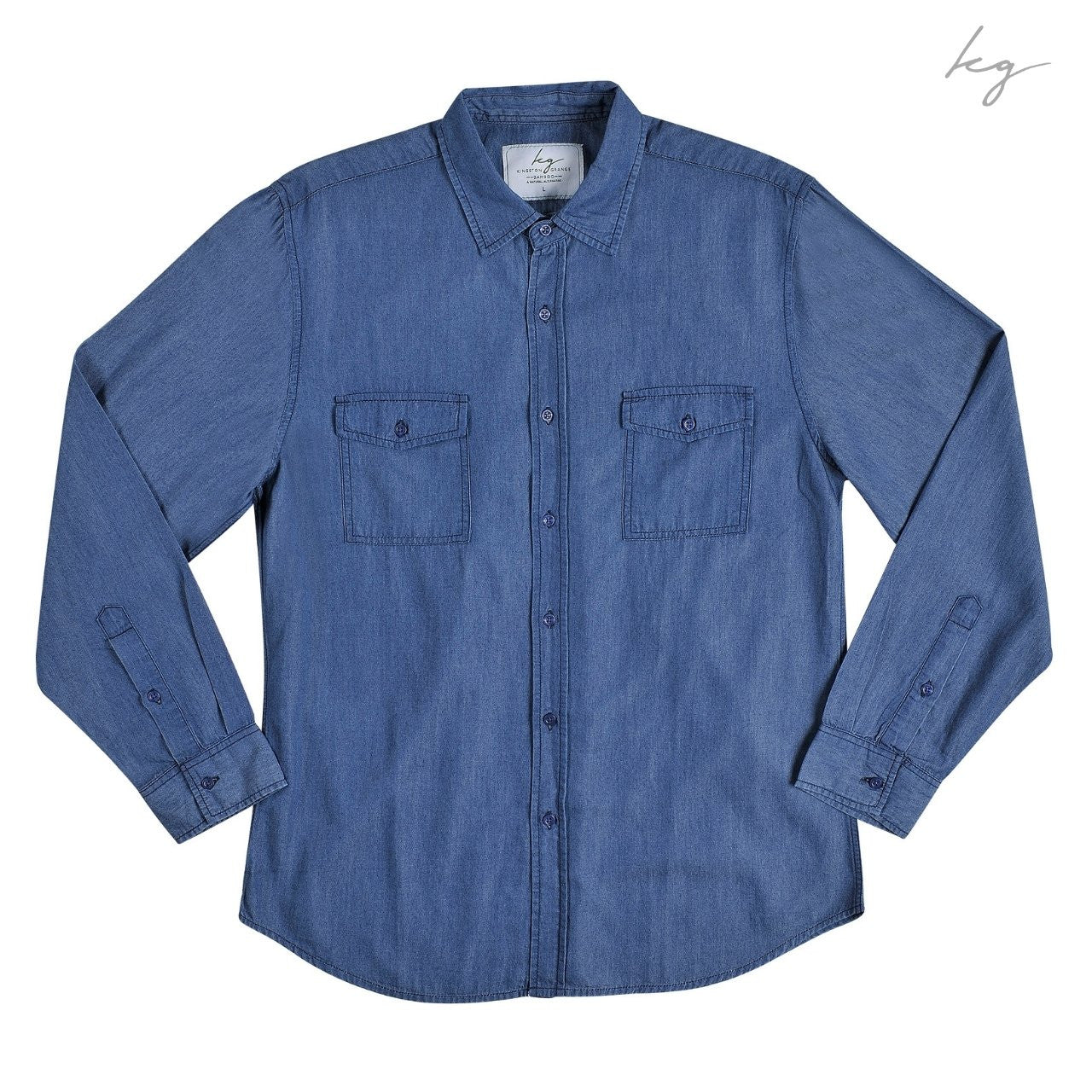 Men's Bamboo Denim Long Sleeve Shirt - Indigo