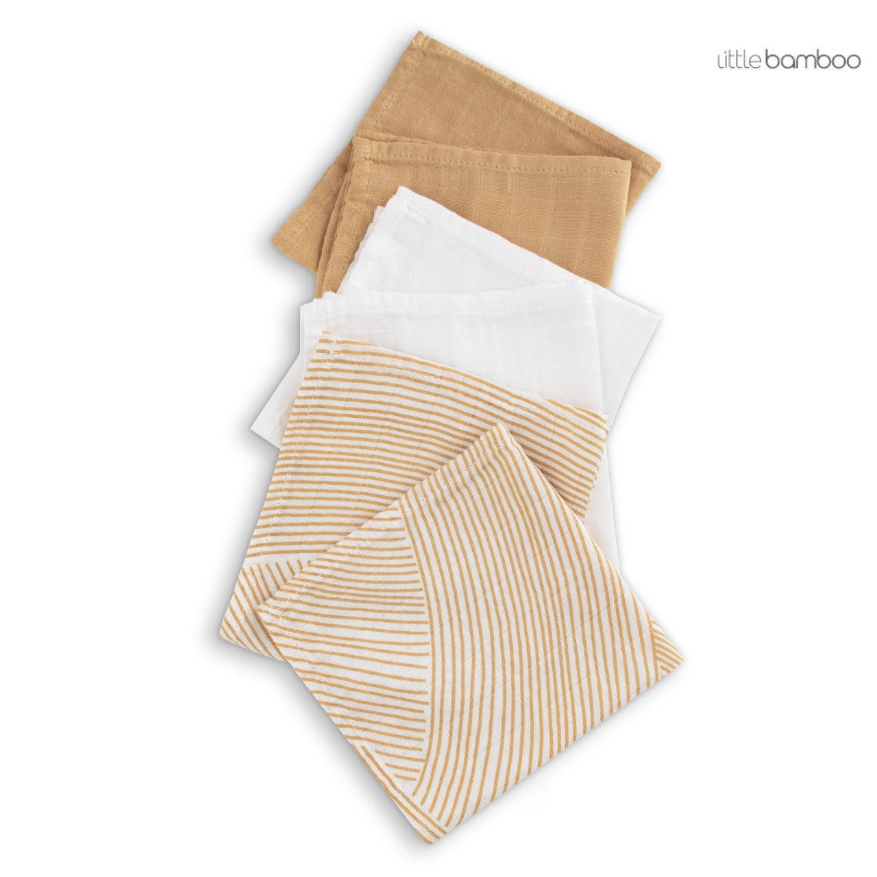 Little Bamboo Muslin Washers - Linear Sands Marigold