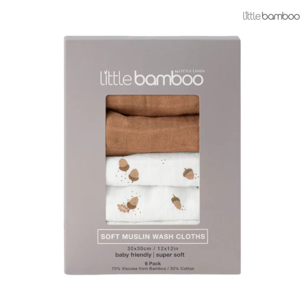 Little Bamboo Muslin Washers | 6-PACK
