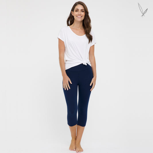 Women's Bamboo 3/4 Leggings - Navy