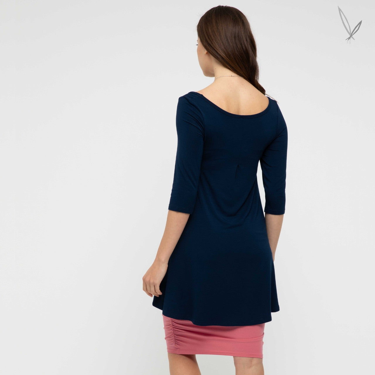 Bamboo Hi Lo Hem Top - Navy