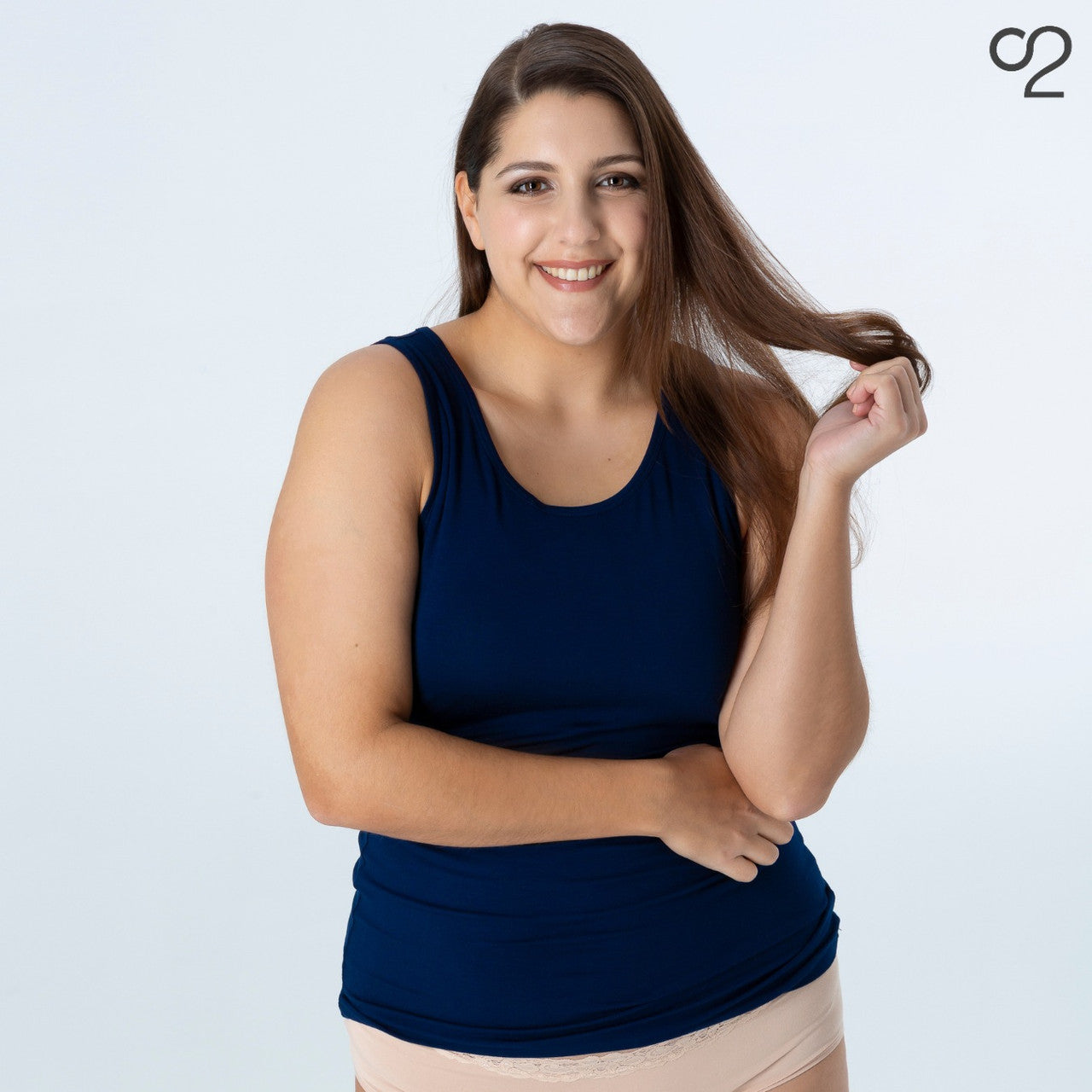 Scoop Neck Bamboo Tank Singlet - Navy