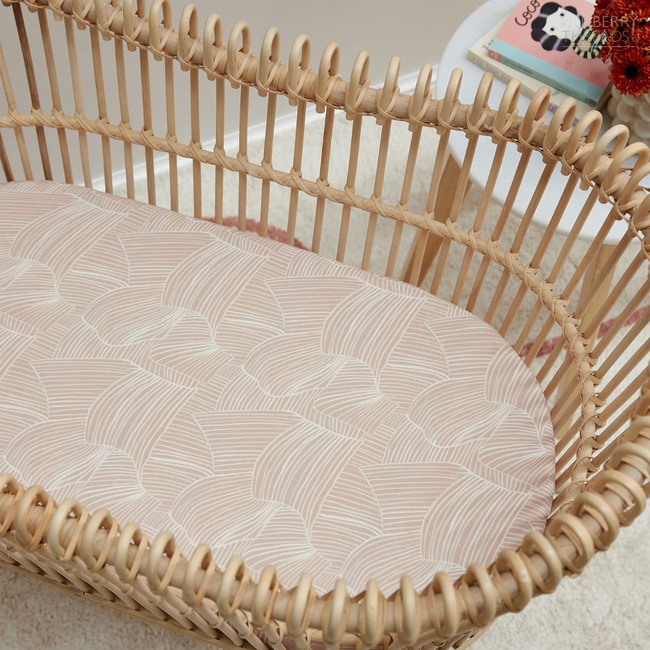 Jersey Bassinet Sheet - Fitted by Mulberry Threads Co. - Rose Connected