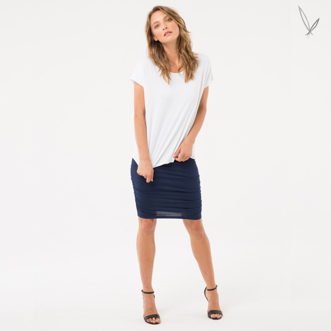 Ruched Skirt - Navy