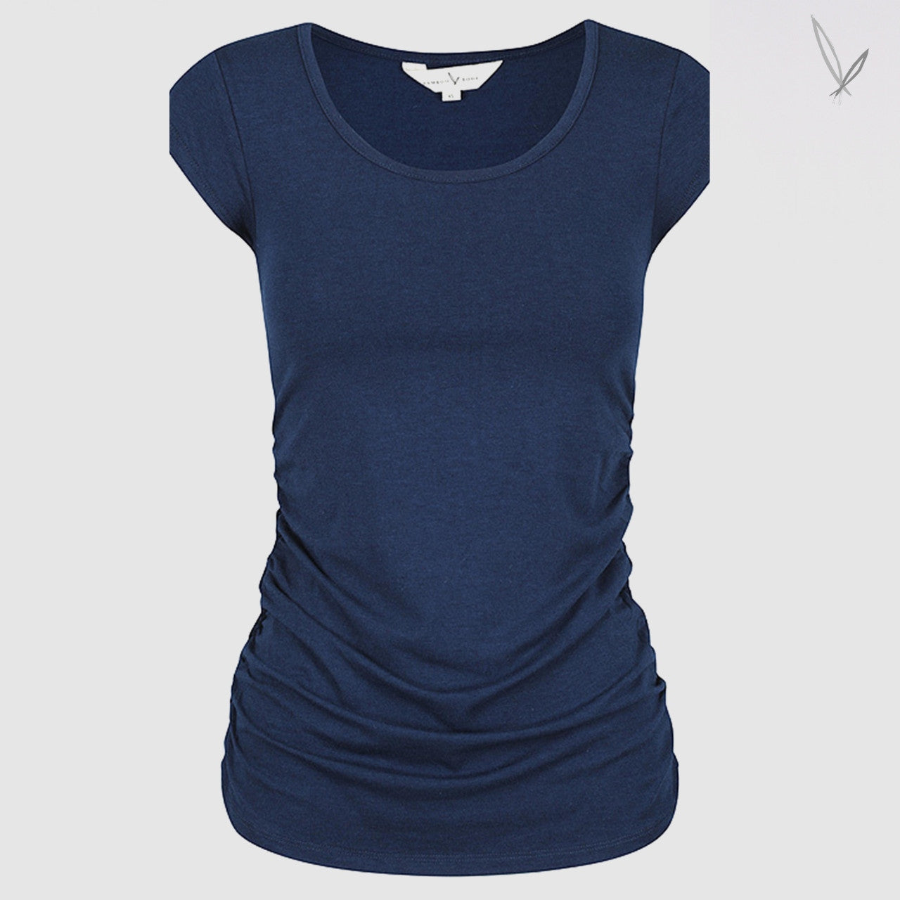 Women's Ruched Bamboo Tee - Navy