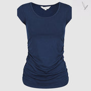 Women's Ruched Bamboo Tee - Navy