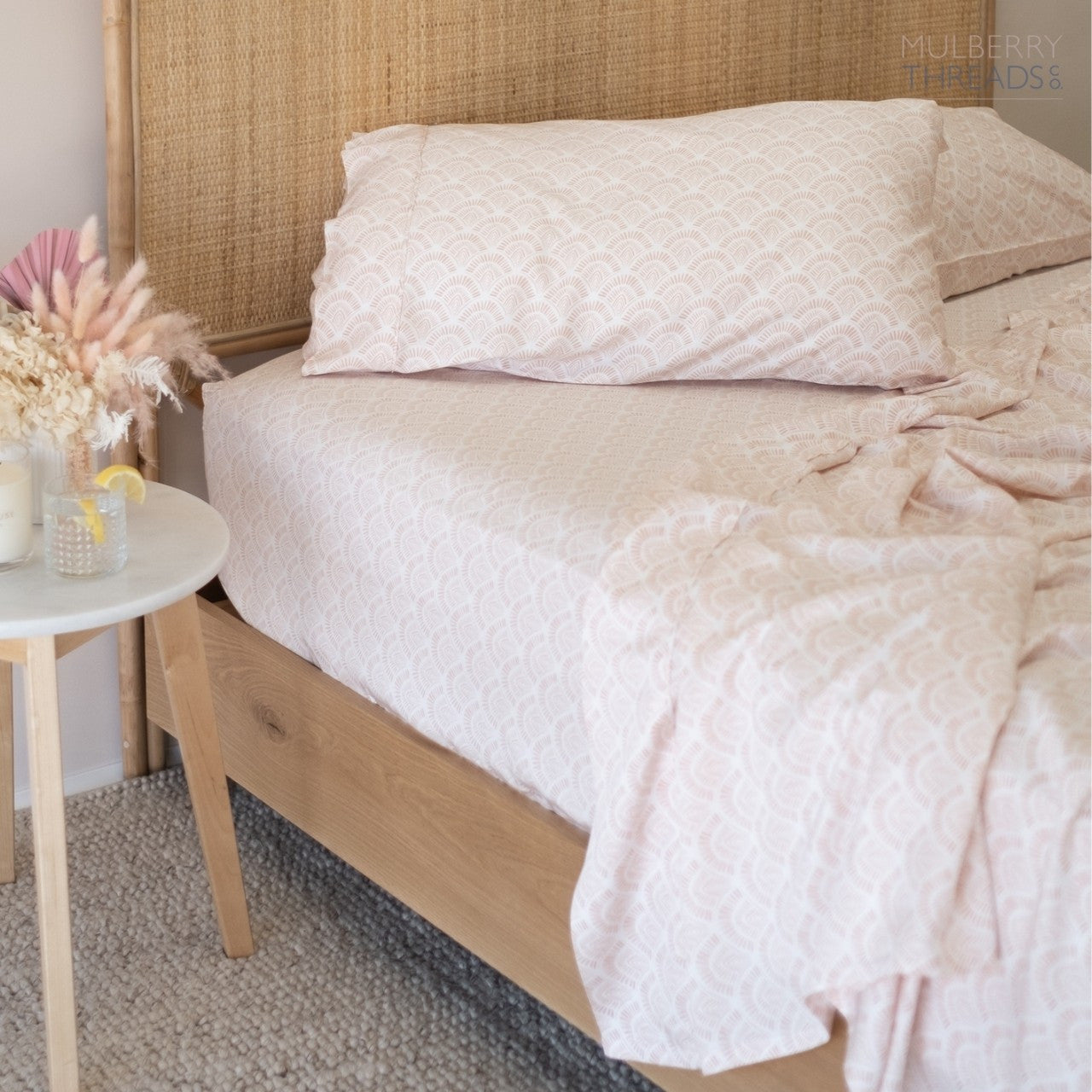 Bamboo Sheet Set - Peach Scallop