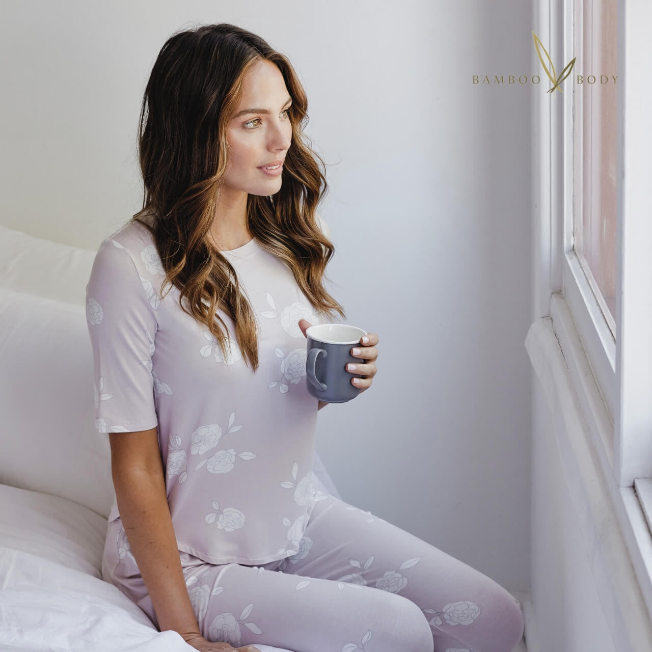 Bamboo Short Sleeve PJ Top - Camellia Print