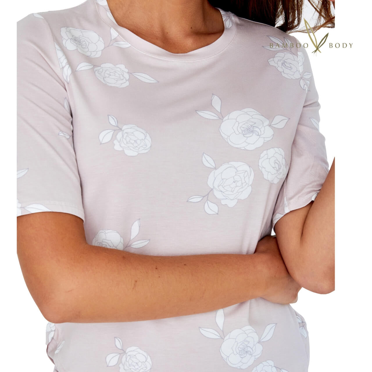 Bamboo Short Sleeve PJ Top - Camellia Print