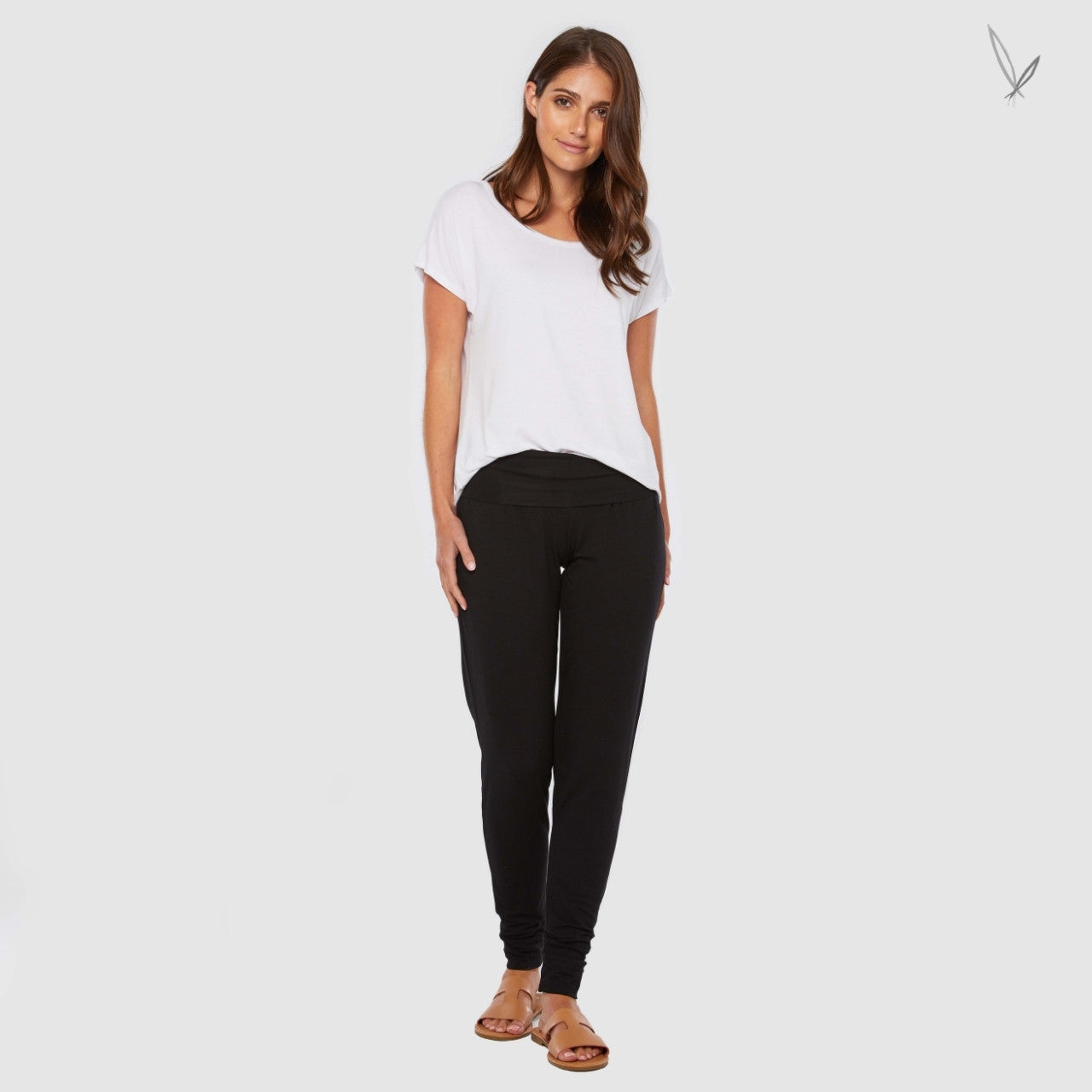 Bamboo Slouch Pants with Cuff - Black