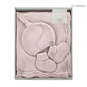 Little Bamboo Textured Knit Gift Set - Dusty Pink