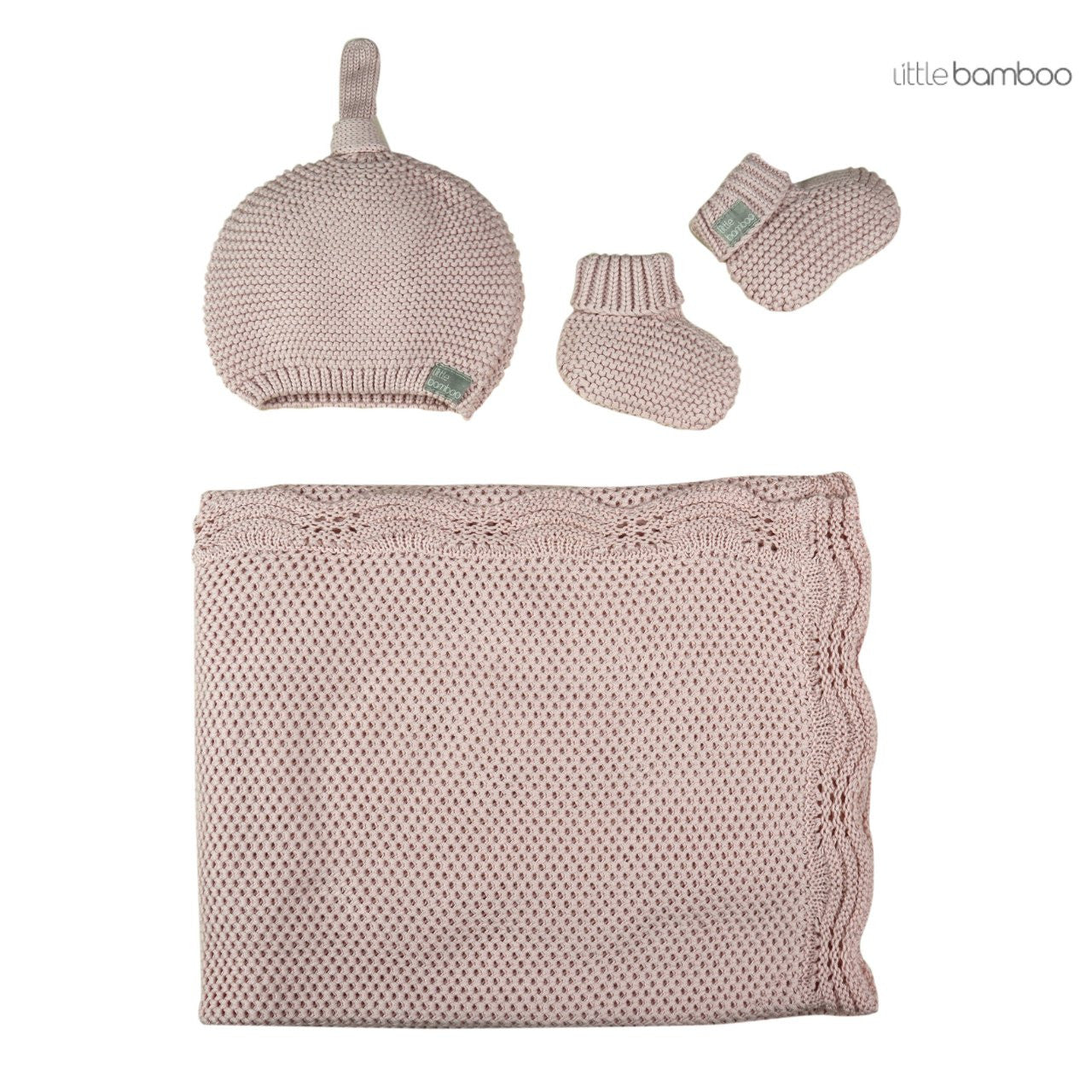 Little Bamboo Textured Knit Gift Set - Dusty Pink