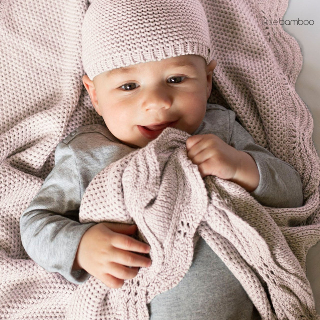 Little Bamboo Textured Knit Gift Set - Dusty Pink