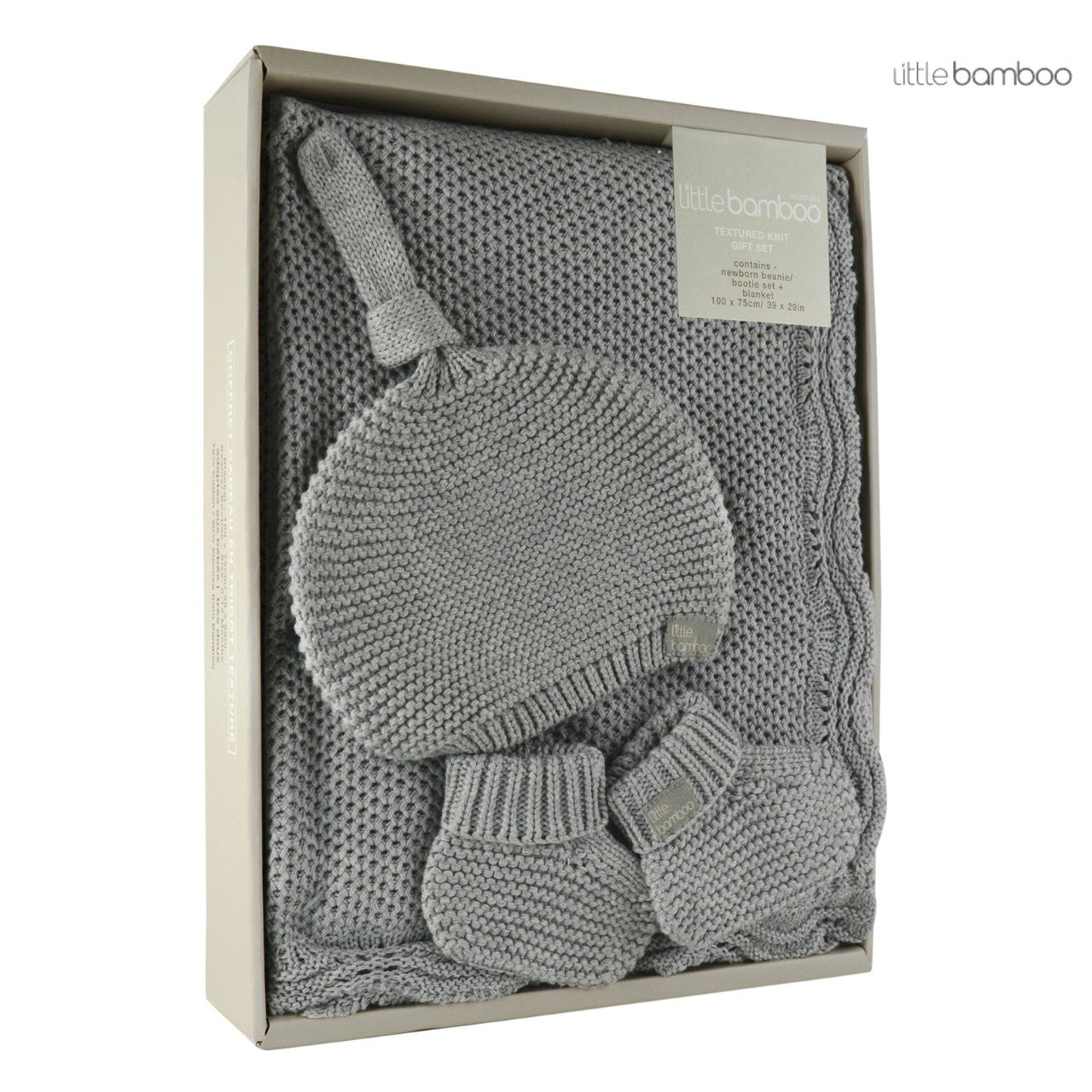 Little Bamboo Textured Knit Gift Set - Marle Grey