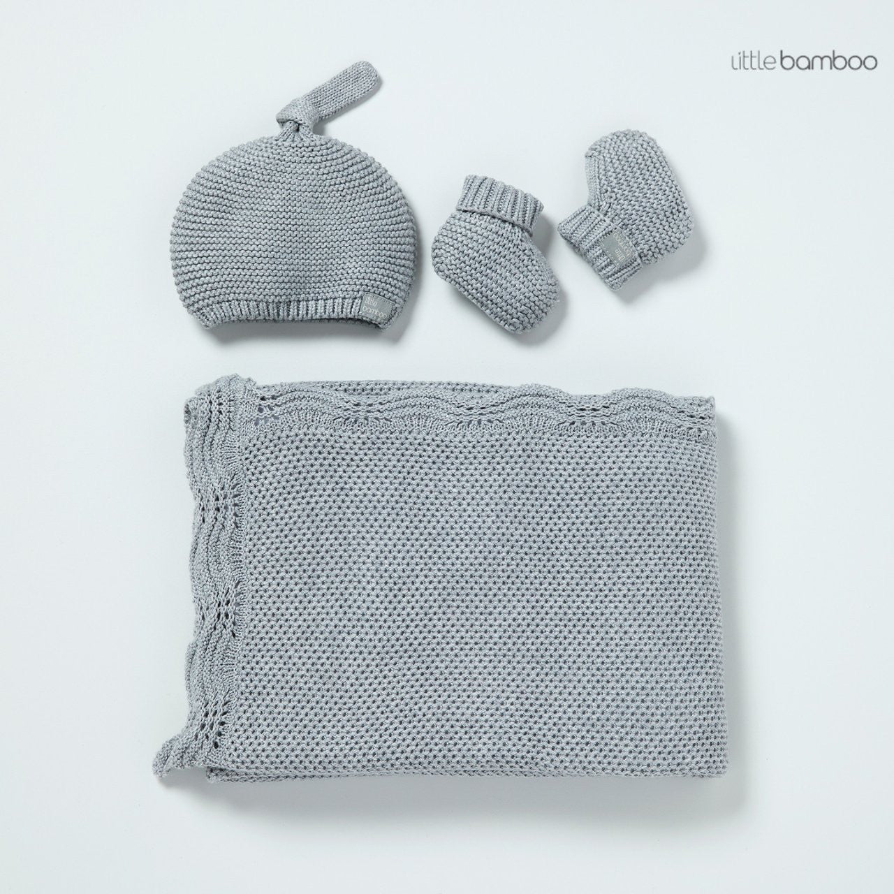 Little Bamboo Textured Knit Gift Set - Marle Grey