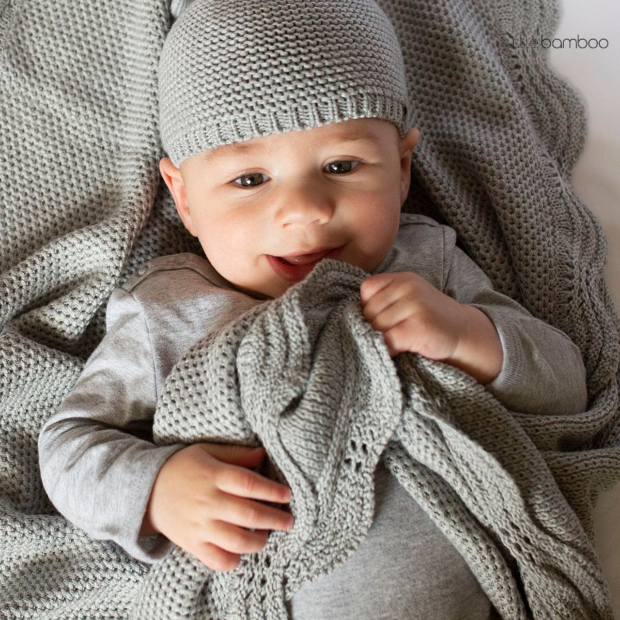 Little Bamboo Textured Knit Gift Set - Marle Grey