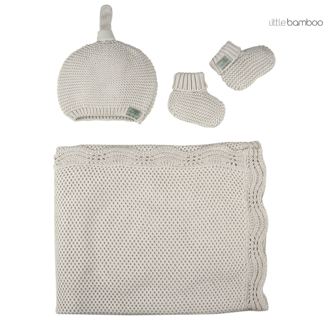 Little Bamboo Textured Knit Gift Set - Natural Oatmeal