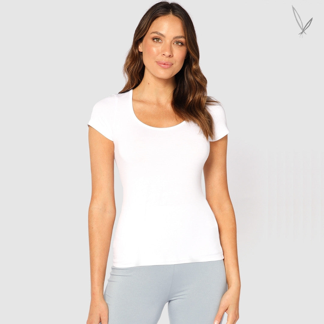 Women's Bamboo Essential Scoop Tee - White