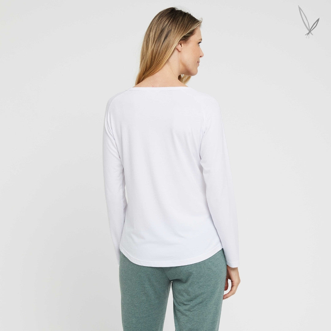 Long Sleeve Henley PJ Top - White