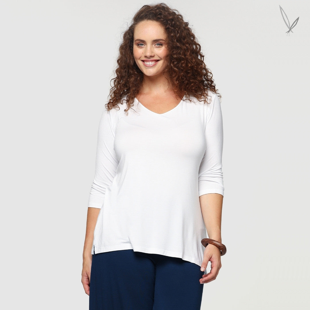 Women's Bamboo ¾ Sleeve St Tropez - White