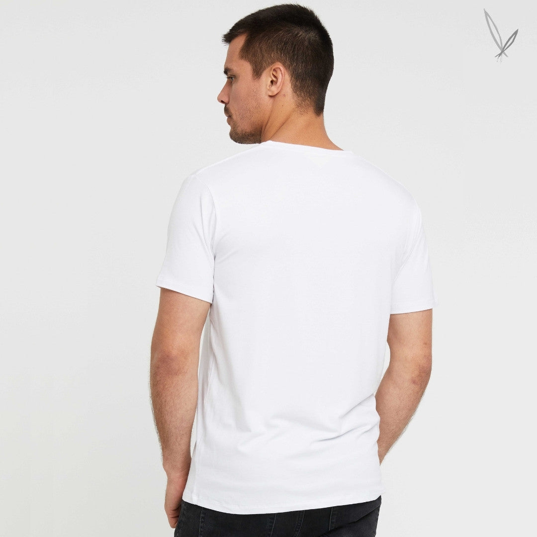 Men's V Neck Tee - White