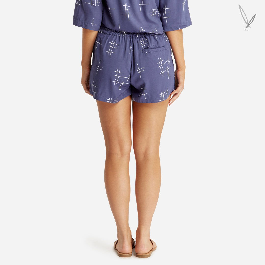 Woven Bamboo Shorts - Grid Print