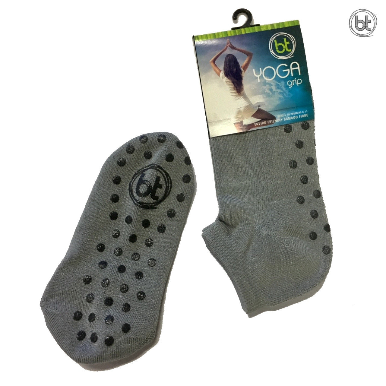 Yoga Grip Bamboo Socks - Grey