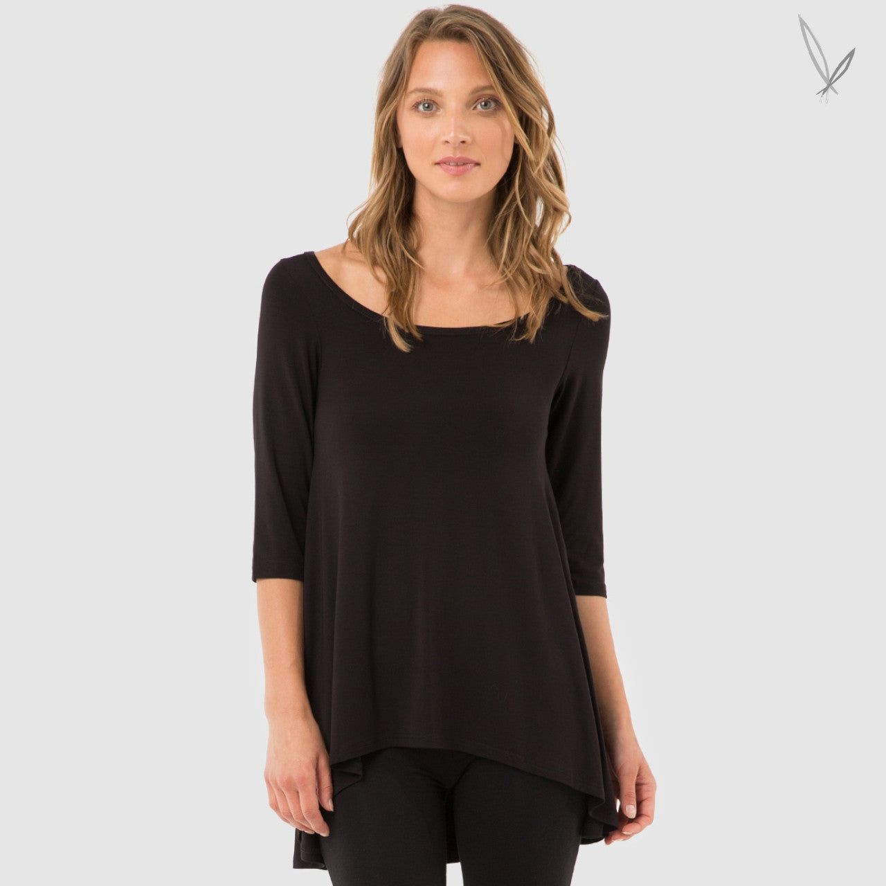 Bamboo Hi Lo Hem Top - Black