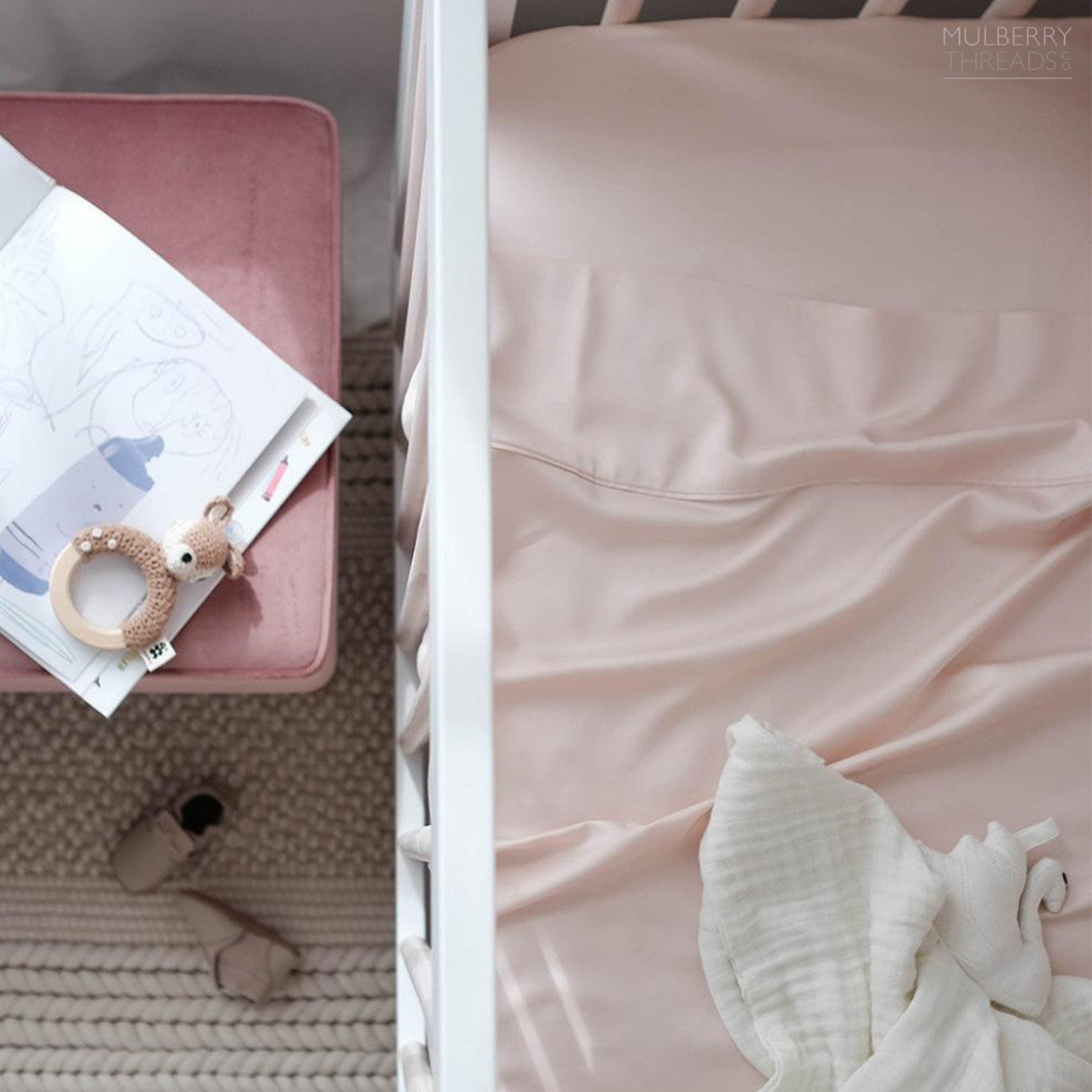 Cot Sheet by Mulberry Threads Co. - Blush