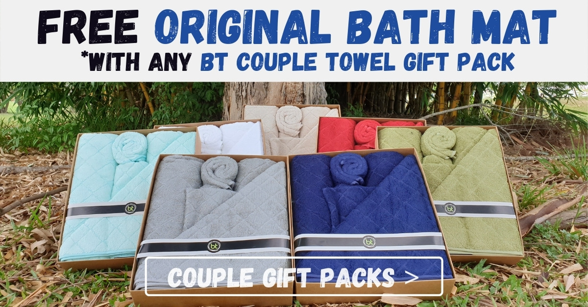 Add a FREE ORIGINAL Bath Mat to your order when you buy a BT Couples Towel Gift Pack