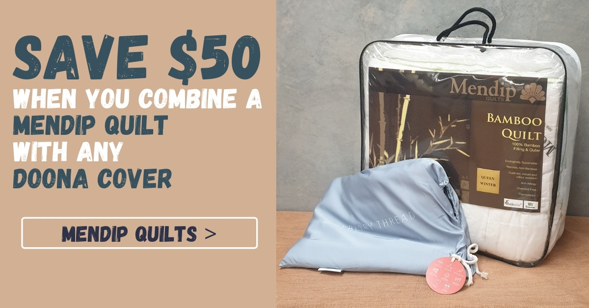 Save $50 when you combine a mendip quilt with any doona cover