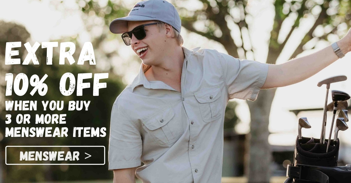 Buy 3 or more items from Mens Shirts, shorts, & pants and receive an extra 10% off discounted prices