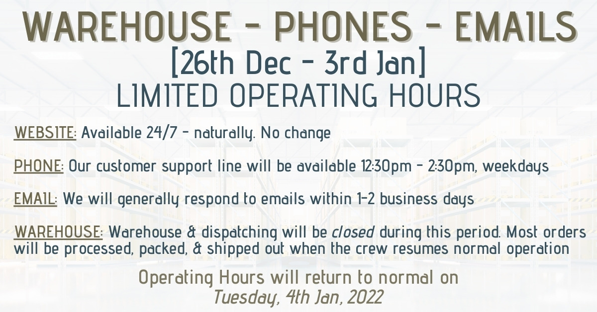 Warehouse and Customer Service - semi-offline 26th Dec - 3rd Jan